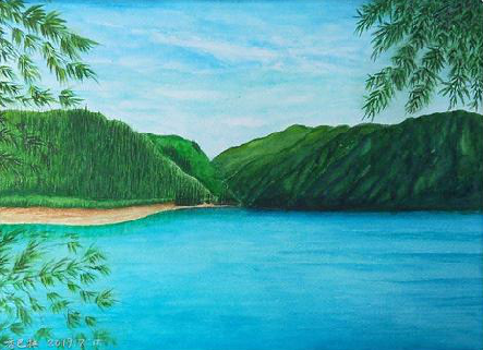 金阳在墙绘中，如何绘画绿水青山？